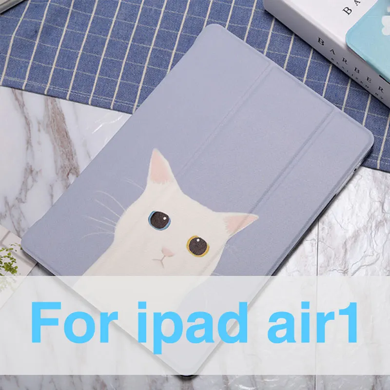 Милый милый чехол с большими глазами котом для, iPad 9,7, раскрашенный чехол с подставкой на заднюю панель для iPad 2, air 1, мини-чехол с мультипликационным принтом Wake Up Folio Fundas - Цвет: For ipad Air 2