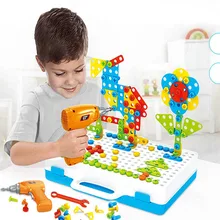 Строительный блок игровой набор с игрушкой дрель шуруповерт набор инструментов образовательная конструкция мелкая моторика игрушки, творческие игры