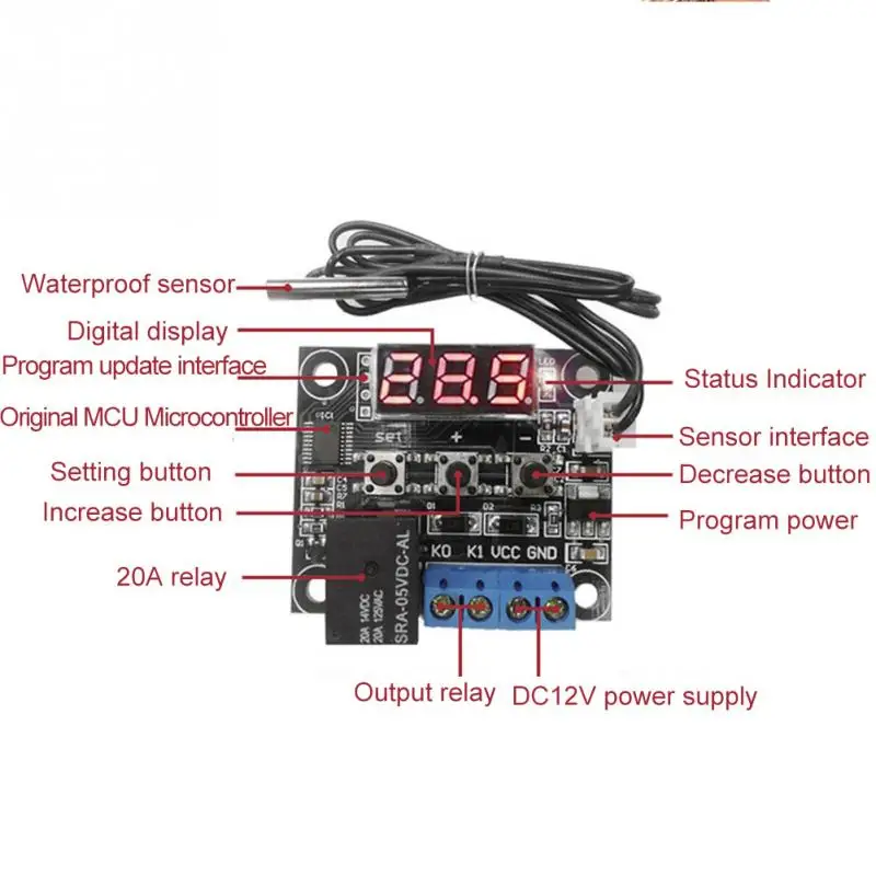 СВЕТОДИОДНЫЙ цифровой термостат с контролем температуры, термо-контроллер, модуль переключателя постоянного тока 12 В, водонепроницаемый датчик NTC