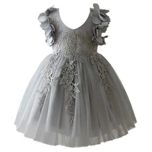 Кружевное праздничное платье для маленьких девочек на День рождения; торжественное платье с цветочным рисунком на свадьбу; пасхальное платье; платье принцессы с лепестками для малышей
