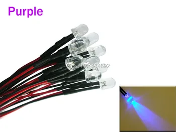 

20pcs 10mm Purple Prewired Pre-Wired resistors LED Light Lamp Bulb Cable Diodes DC12V For Boat/Car/Tree Decoration