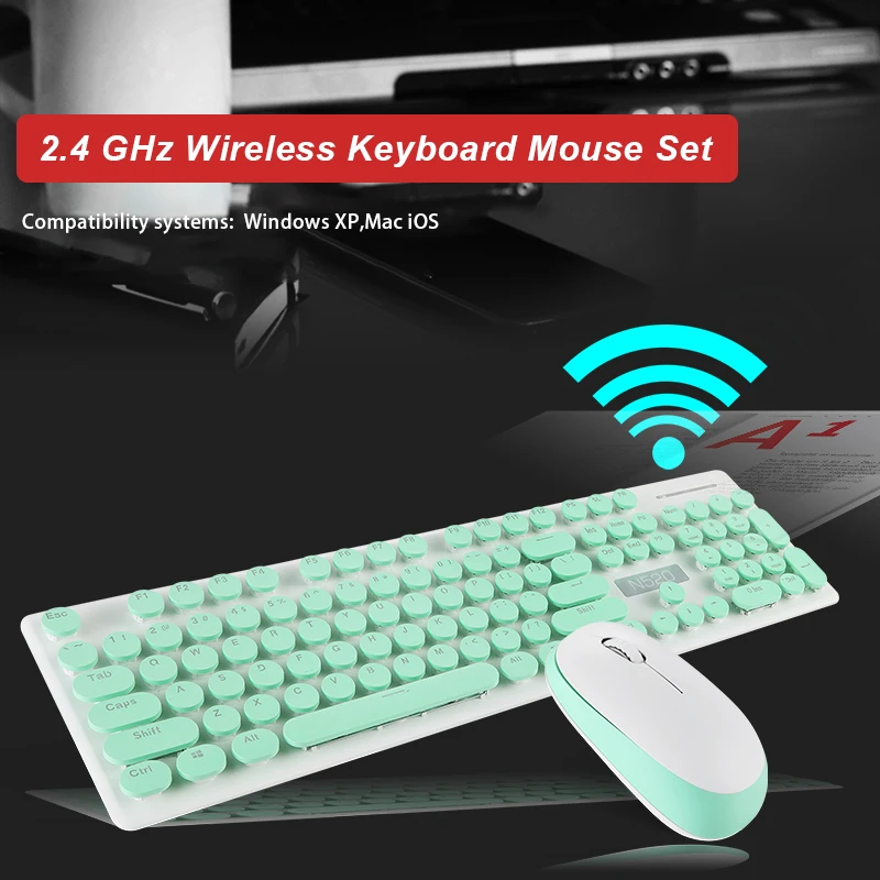 

Wireless Keyboard Mouse Combo Lovely Durable 2.4G ABS Mechanical Hand Feeling Gaming for Macbook