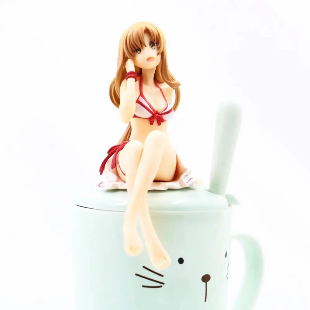 Аниме 14 см Sword Art Online SAO Yuuki Asuna seating Ver. Сексуальная ПВХ фигурка Коллекционная модель