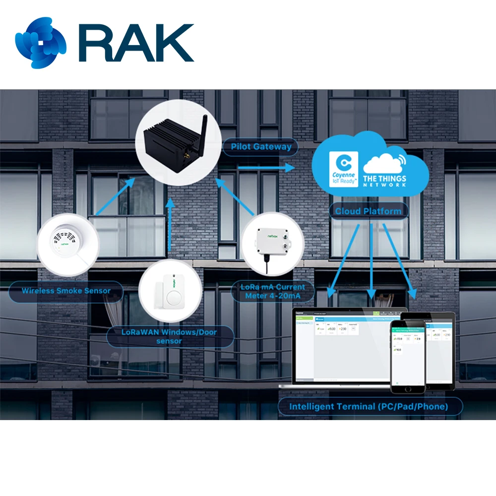Решение IoT LoRaWan enterprise kit умное строительство LoRaWAN pilot gate way с Raspberry Pi 433/868/915/AS923 в TTN &