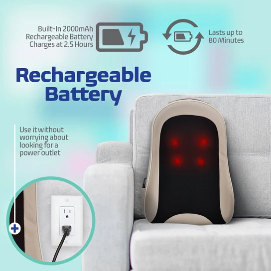 Shiatsu Portable Cordless Back Massage with Heat Deep Kneading Massager Car Seat (3)