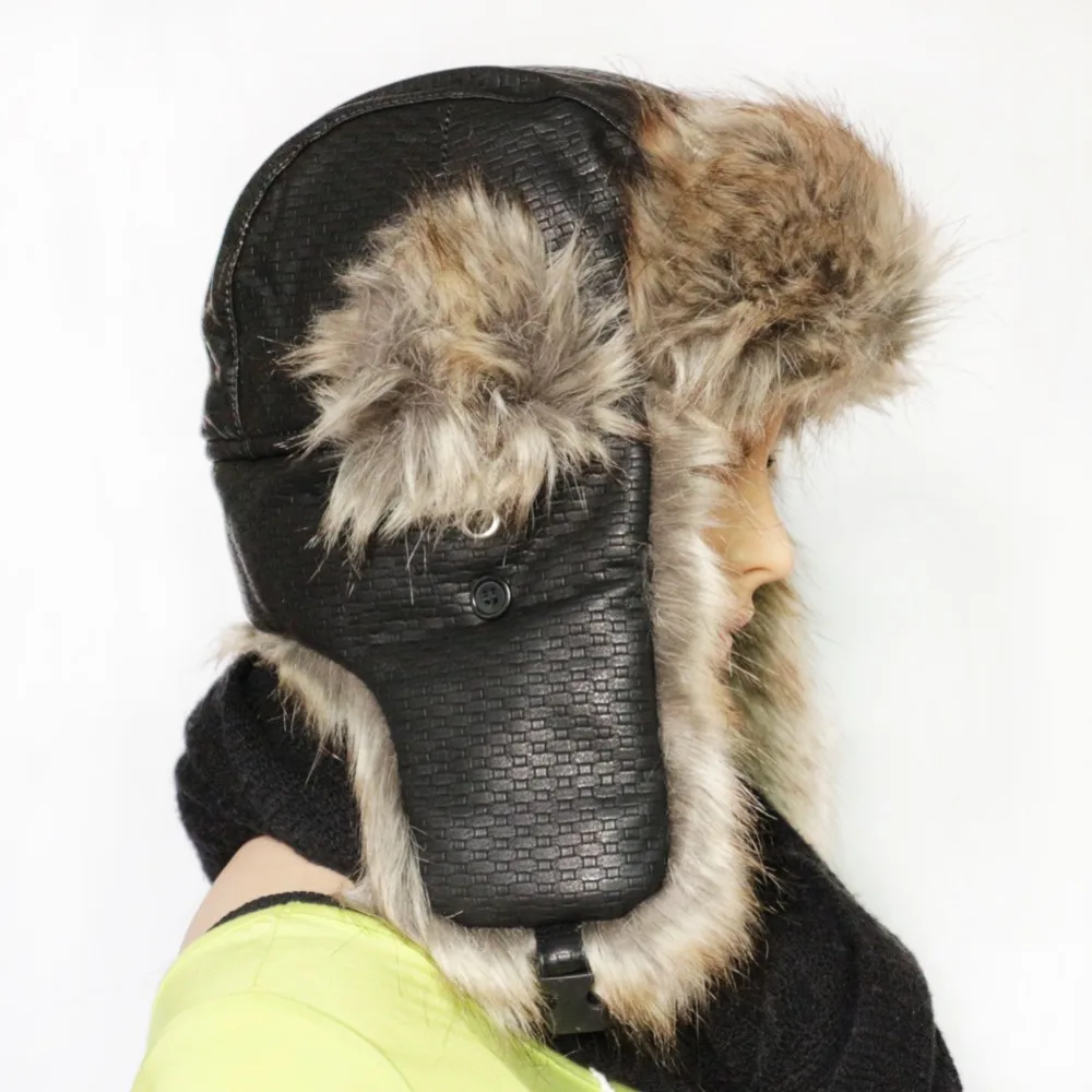 Boolawdee плед из искусственной кожи, зимняя меховая шапка для взрослых, унисекс, куртка-бомбер Шапки для мужчин и женщин, русский головной убор мужского и женского пола M210