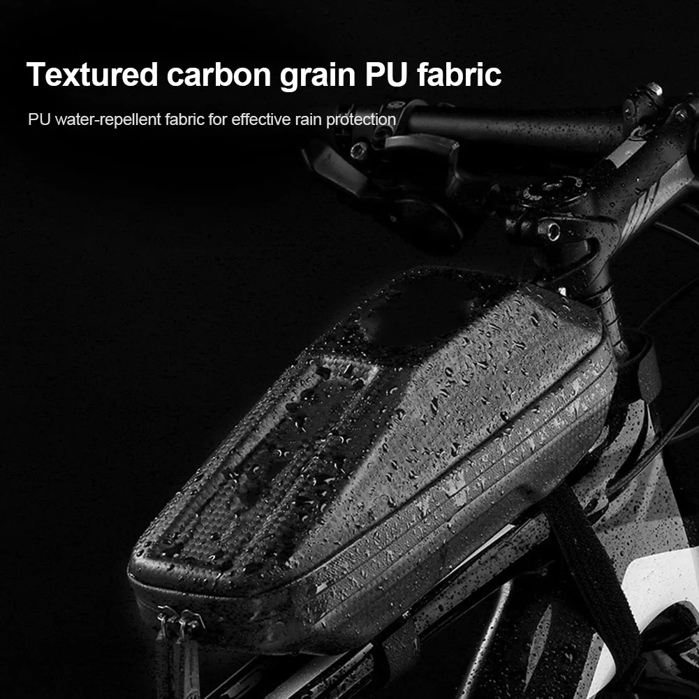 Cheap Newly Bike Front Beam Bag Waterproof EVA Wear-resistant Carbon Pattern Bicycle Bag  C55K Sale 5