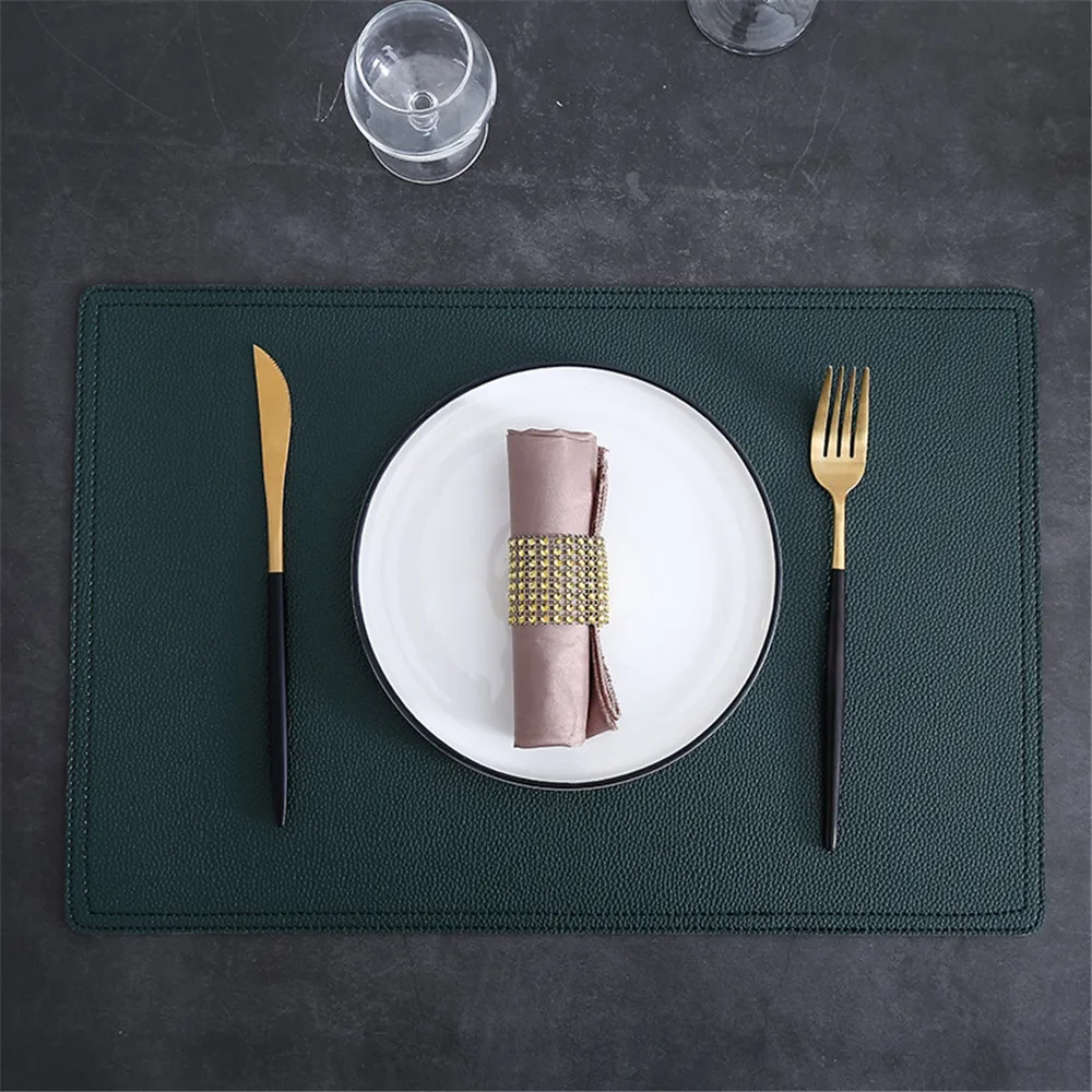 Chic Elegant Placemat PU Leather Pad Dining Table Mat Waterproof Heat Insulation Non Slip INS Place