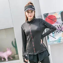 Спортивная футболка для занятий йогой на молнии с длинным рукавом, верхняя одежда, толстовки для девочек, спортивные майки, Женское пальто для фитнеса, спортивный костюм, спортивная куртка