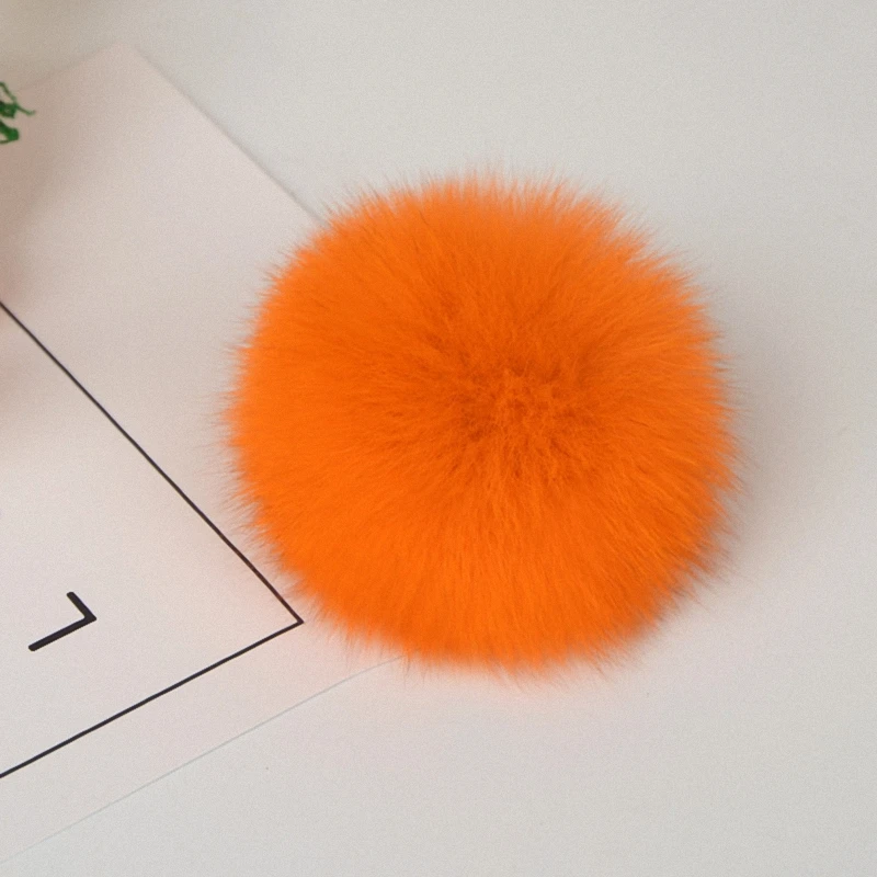9 см натуральный Лисий мех помпон пушистый DIY зимняя шапка Skullies шапка вязаная шапка помпоны TWF002-purple - Цвет: orange