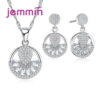 

Fine Jewelry Set Created Anomalistic Pendant Necklace/Earrrings 925 Sterling Silver Jewelry For Women Ladies Gift.