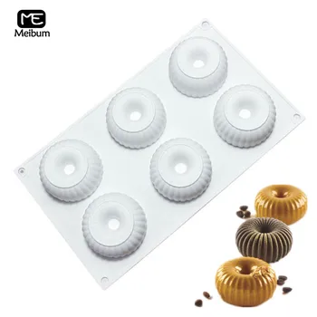 

Meibum 6 Cavity Ring Cake Silicone Mold DIY Mousse Chocolate Mould Pastry Dessert Modle Muffin Cake Decorating Bakeware