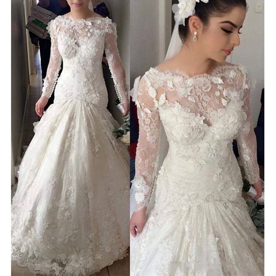 2018-latest-plus-size-long-sleeve-lace-appliques-mermaid-wedding-dresses-bridal-gowns-robe-de-mariée