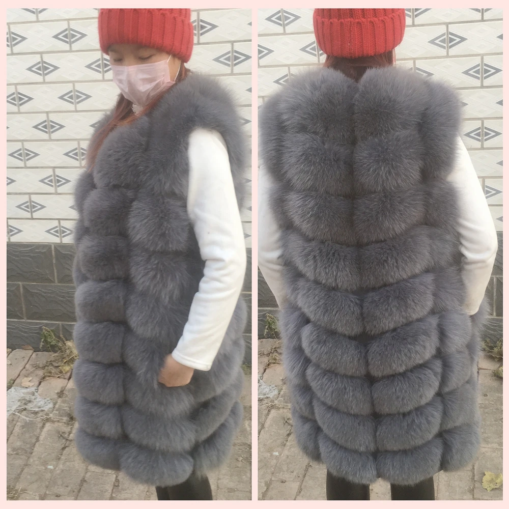 

New 2018 Fashion Winter Women Fur Vest Real Fox Fur Vests Woman Fox Fur Coat Jacket Female Ladies Fur Coats Size M-2XL w228