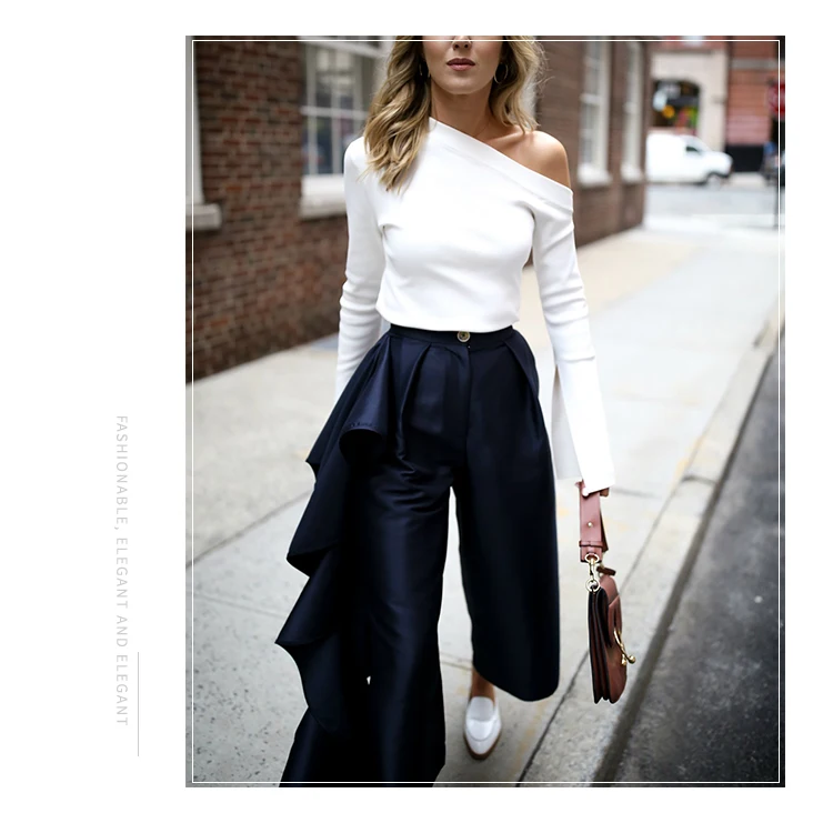 Berman Новая мода с открытыми плечами женские осенние белые рубашки с длинным рукавом и вырезом лодочкой повседневные трикотажные пуловеры женские топы