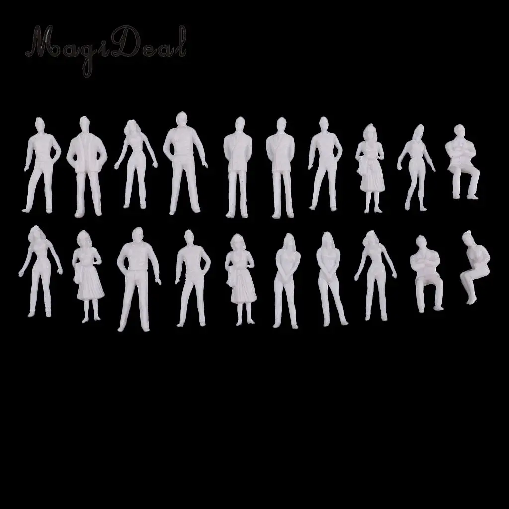 

MagiDeal Simulation 20Pcs 1/50 Scale Plastic Unpainted Model People Human Architectural Figure Miniature for Children DIY Toys