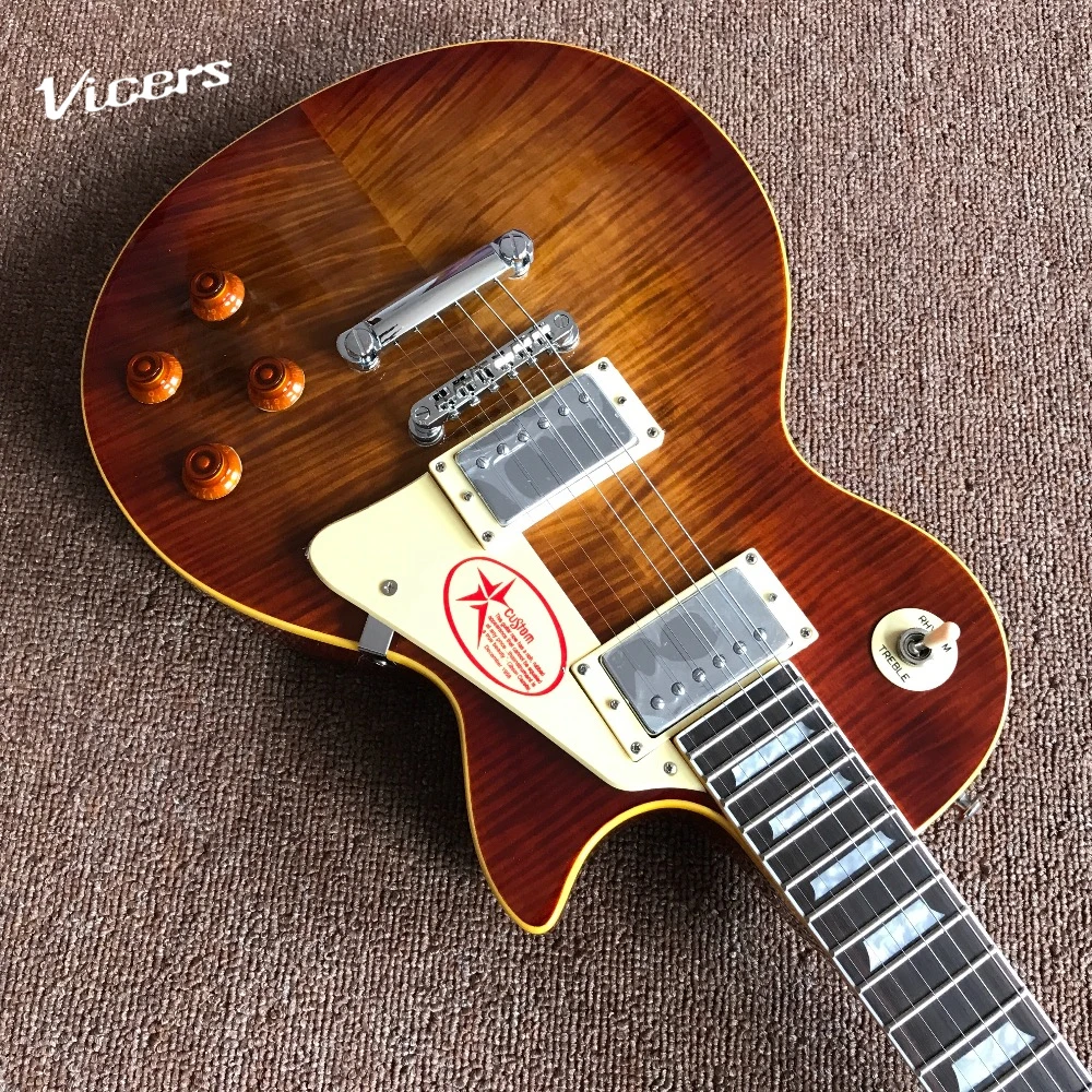 hot selling Musical instruments OEM Tiger Flame Electric guitar luxury finished way with Chrome hardware! high quality hot selling Musical instruments OEM Tiger Flame Electric guitar luxury finished way with Chrome hardware! high quality