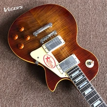 hot selling Musical instruments OEM  Tiger Flame Electric guitar luxury finished way with Chrome hardware! high quality 