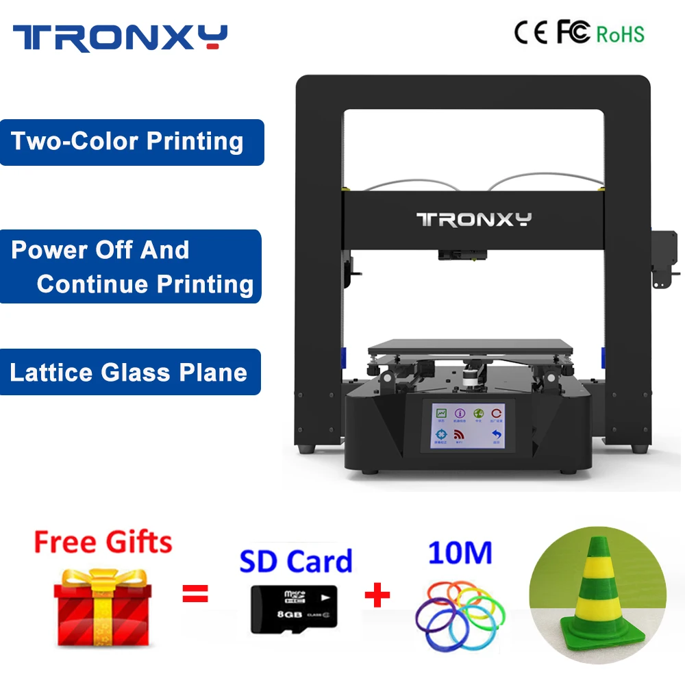 

2018 New Tronxy 3D Printer Kit I3 Large Print Size 220*220*210 Dual Color Printer 3D Power Off Continuation Print +Touch Screen