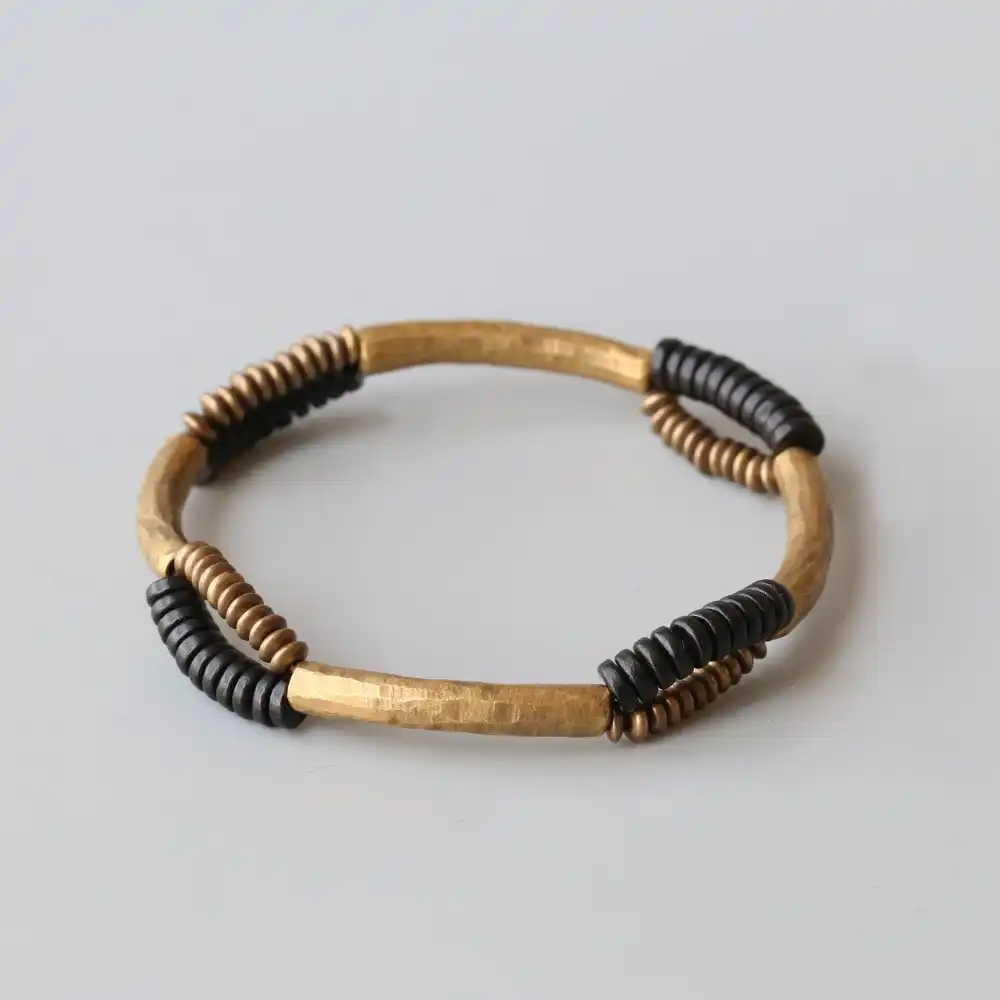 5 original retro Vintage bangles wooden bracelets ladys hand painted 60s retro vintage jewellery