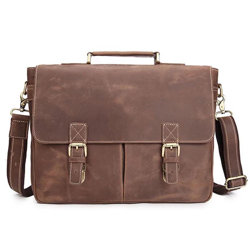 

Men's Briefcase Genuine Leather Business Handbag Laptop Vintage Large Office Shoulder Messenger Bags Travel Luxury Bolsas