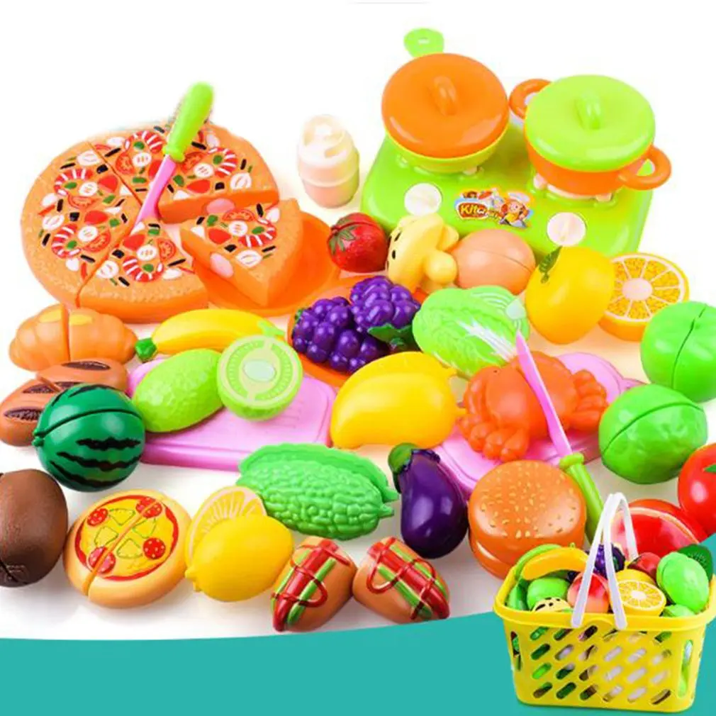 

31pcs/Set Kitchen toys For Children Pretend Play Cutting Food hamburger Set Kids Kitchen Educational Toys Play House Toy Gift