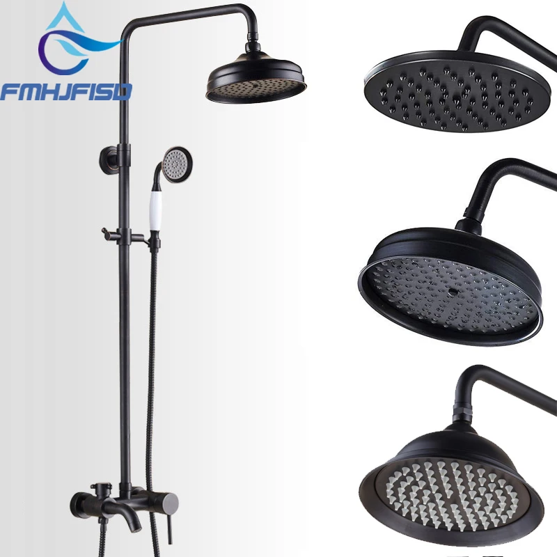 

Oil Rubbed Bronze Bath Shower Faucet Single Handle Ceramic Handshower Bathroom Wall Mounted Mixer Water Taps Bath Faucet