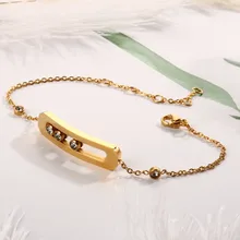 Скользящие чешские очаровательные браслеты-цепочки, браслеты для женщин и мужчин, роскошные свадебные женские браслеты из нержавеющей стали, ювелирный подарок