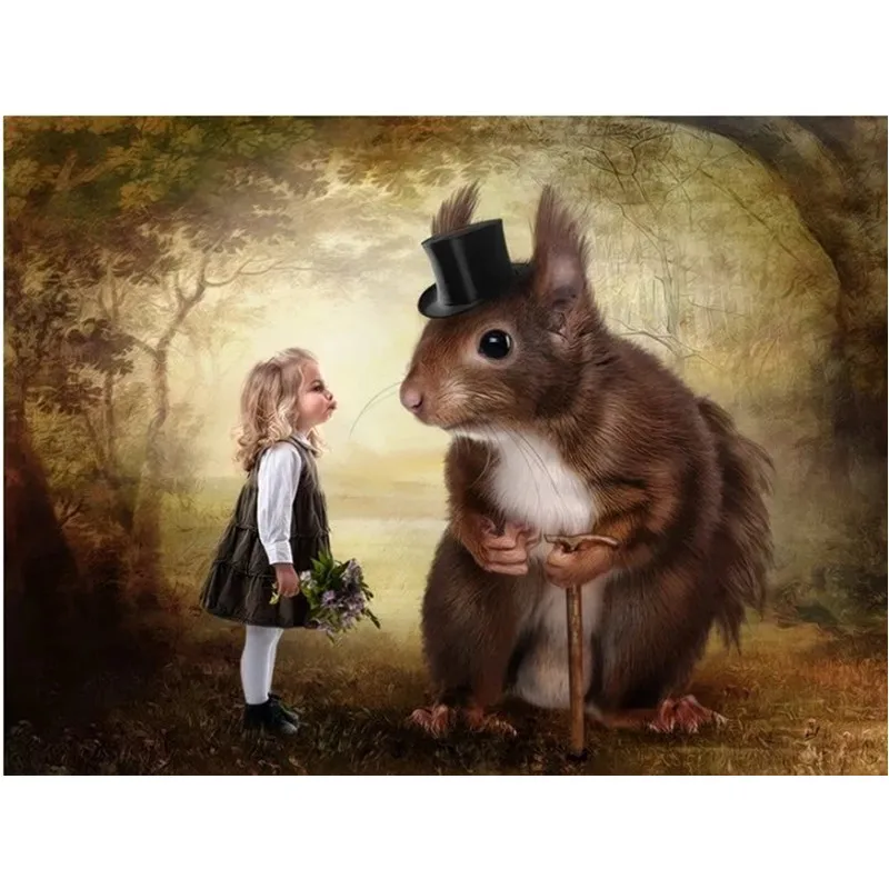 

Cute Girl Rabbit Animal Art Needlework 14CT Canvas Unprinted Handmade For Embroidery DMC Cross Stitch Kits Set DIY Home Decor