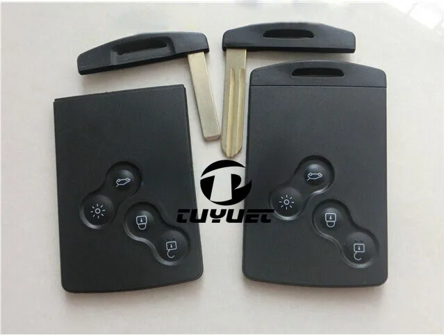 Remote Smart Card Key Case For Renault Laguna Koleos Smart Card 4 Buttons Key Shell + Insert Small Key Blade 3 buttons keyless entry key car remote fob card shell case replacement fit for renault clio logan megane 2 3 koleos scenic