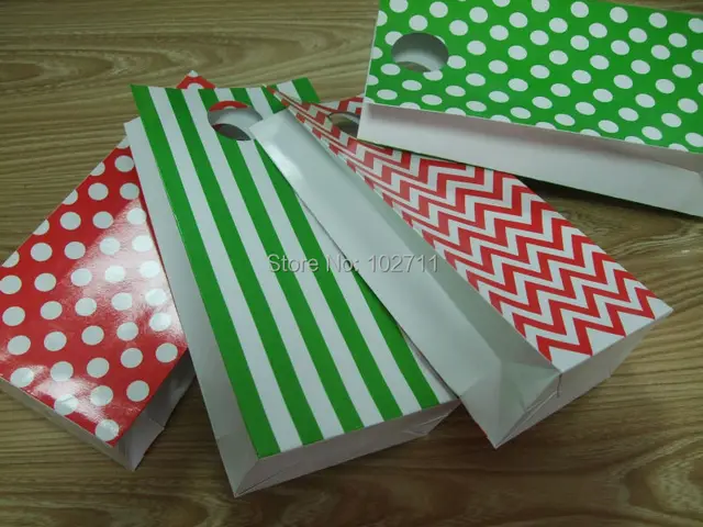 christmas green red gift treat bags party paper candy favor bags