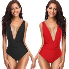 Цельный купальник цельный сексуальный цельный купальник Глубокий V женский боди с открытой спиной Монокини купальник женский купальный костюм