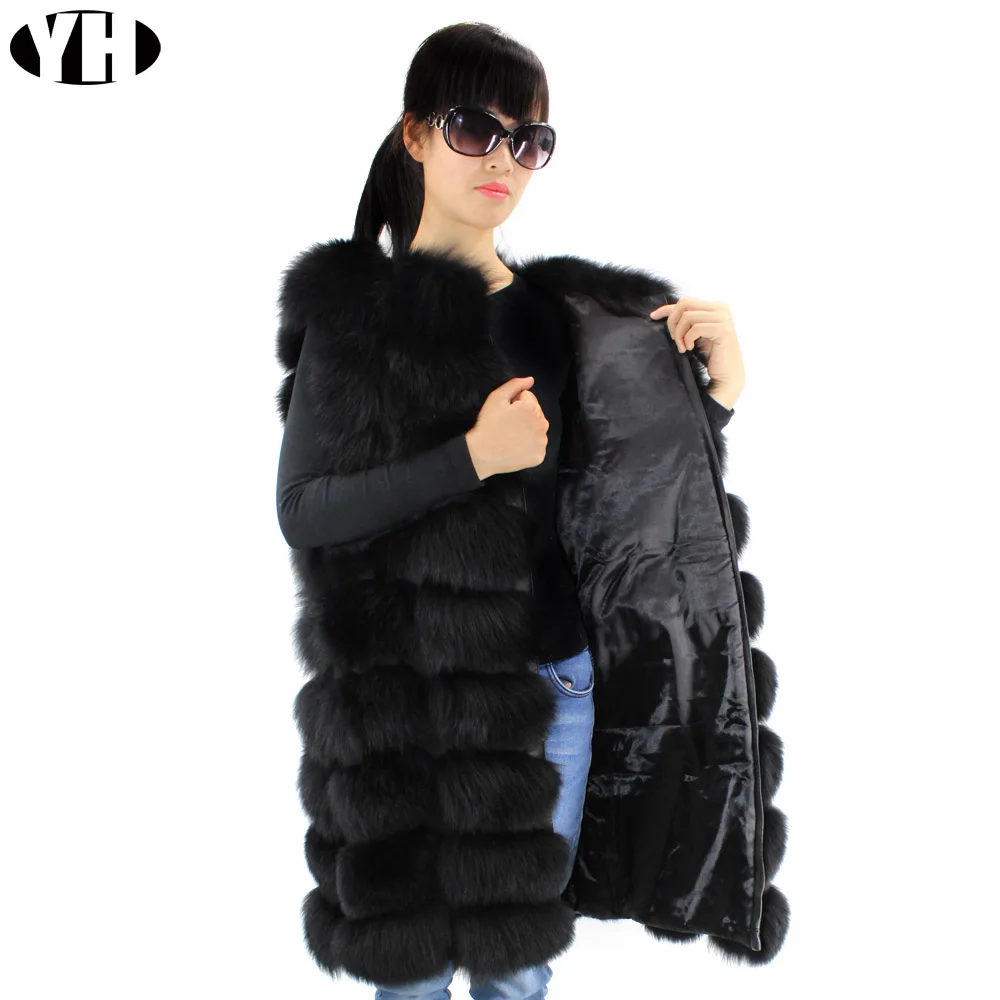 

Natural Real Fox Fur Vest Fur Coat For Jacket women coats Vest Waistcoat long Fur Coats Real Fur Coat Fox Vest Jacket 90 cm
