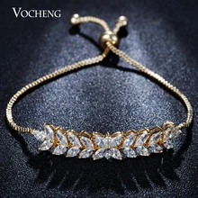 Vocheng с фианитами в форме капли Камень Регулируемая Цепочка-браслет 2 цвета покрытые медным металлом Bling женские ювелирные изделия VG-090