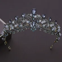 Барокко бронза черный кристалл свадебная корона-Тиара Стразы диадема пышные короны для невест ободки свадебные аксессуары для волос
