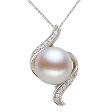 Elegante Big Real perlas de agua dulce naturales collares y colgantes para mujeres / damas / Girls joyería fina 925 pura plata esterlina