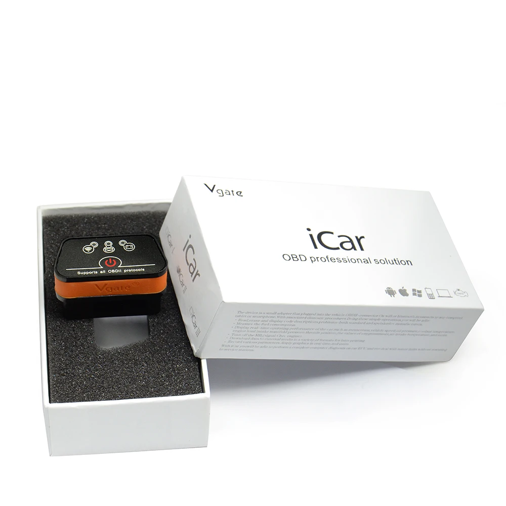 Vgate iCar 2 Wifi OBD Код считыватель сканер elm327 iCar 2 OBD2 диагностический инструмент работает для IOS iPhone iPad