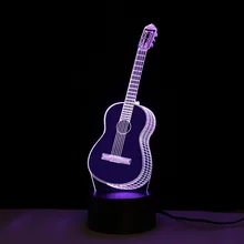 Креативный светодиодный ночник, гитара, Ночной светильник, меняющая цвет, декоративная настольная лампа, домашний декор
