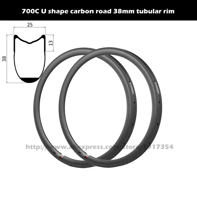 Best price at $202 Cheap 700C 38mm 25mm width U shape carbon road tubular rim, Aero shape carbon rim ULTRA light weight factory sales