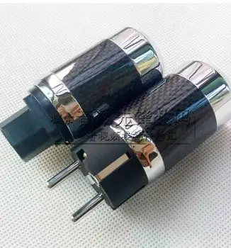 

2pcs Carbon fiber rhodium plated European power plug, Euro carbon carbon fiber rhodium plated power head