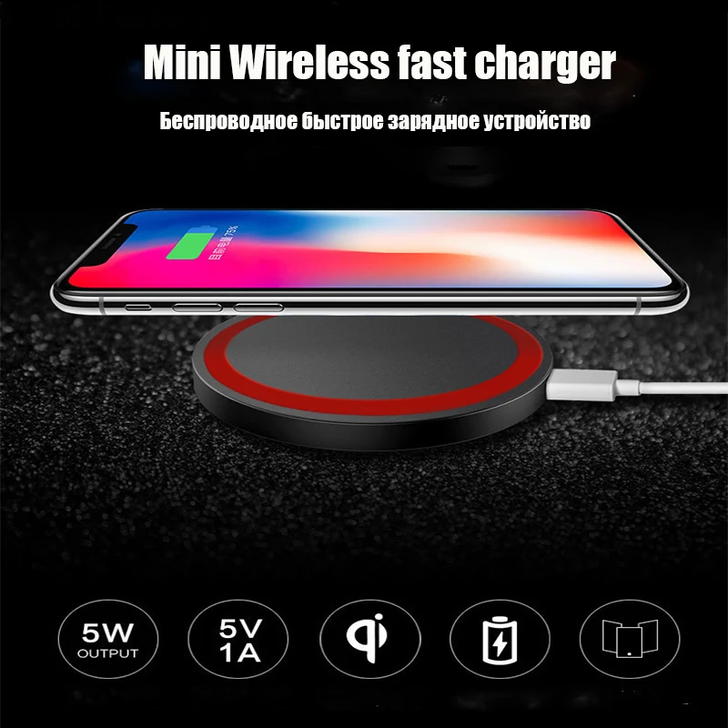 

K'3C Store2019 Qi Wireless Charger for iPhone X 8 8 Plus Mini Wireless Charging Pad for Samsung Galaxy S8 S9 S7 Wireless Charger