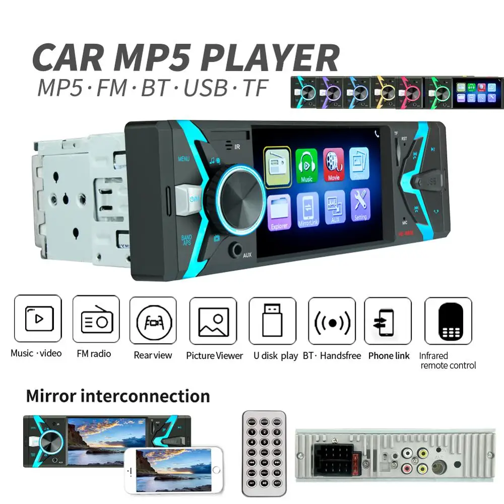 Автомагнитола 1DIN мультимедийный проигрыватель 4 1 дюйма HD MP5 Bluetooth USB TF FM камера|MP4 и
