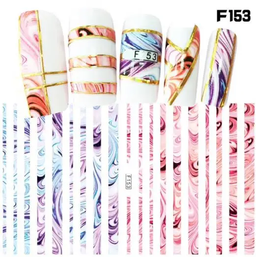 1 лист Новая мода 3D наклейки для ногтей s Красочные полосы линии наклейки для ногтей полоскание ленты украшения Маникюр Z067 - Цвет: 153