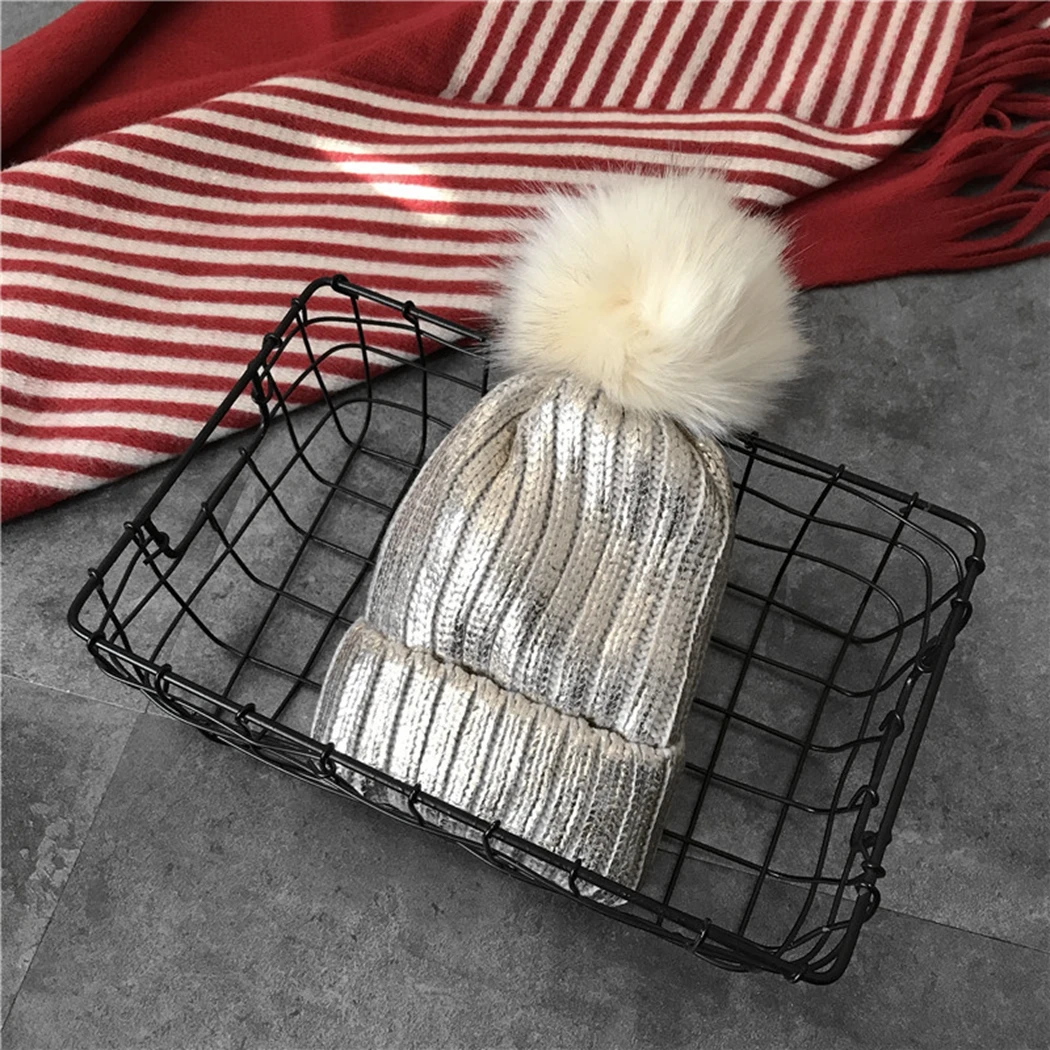 Новый Головные уборы Skullies Beanies Зимние Для женщин теплую шапку Металлические