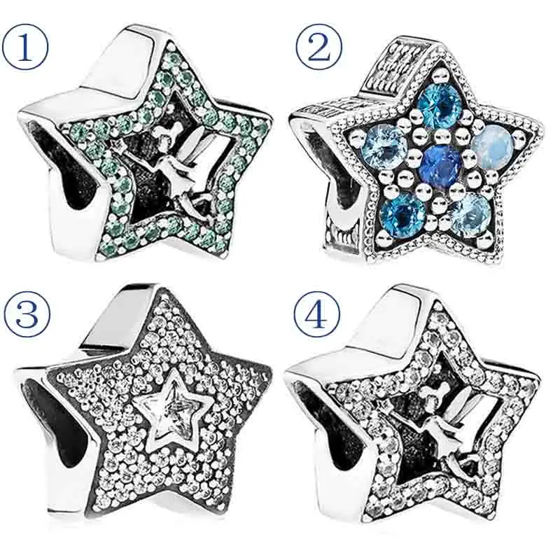 

Oepnwrok Tinker Bell Star Wish Upon A Bright Star With Crystal Beads Fit Pandora Bracelet 925 Sterling Silver Charm Diy Jewelry