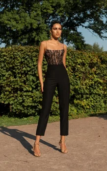 

Nighty club Party Hot sale Fashion Sexy Women Bandage Spaghetti Strap Strapless Backless celebrity body con Jumpsuits wholesale