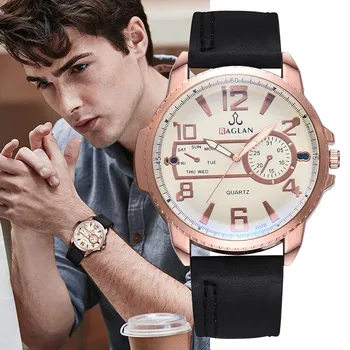 

2020 relogio masculino watchesFashion Men Quartz Watch High Quality Leather Clock Blu Ray Glass Wristwatch reloj hombre