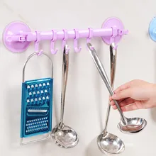 Ajustable 6 Ganchos Cocina Estante Percha Percha Ventosa Gancho de la Suspensión Accesorios de Baño Titular de Toalla de papel Extraíble KCBII012202