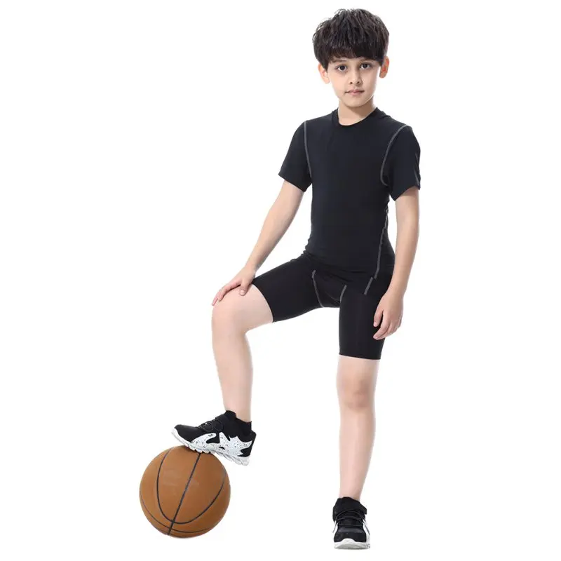 

running sports basketball outdoor Child boy compression base layer running shorts skin sportswear fitness tights 8
