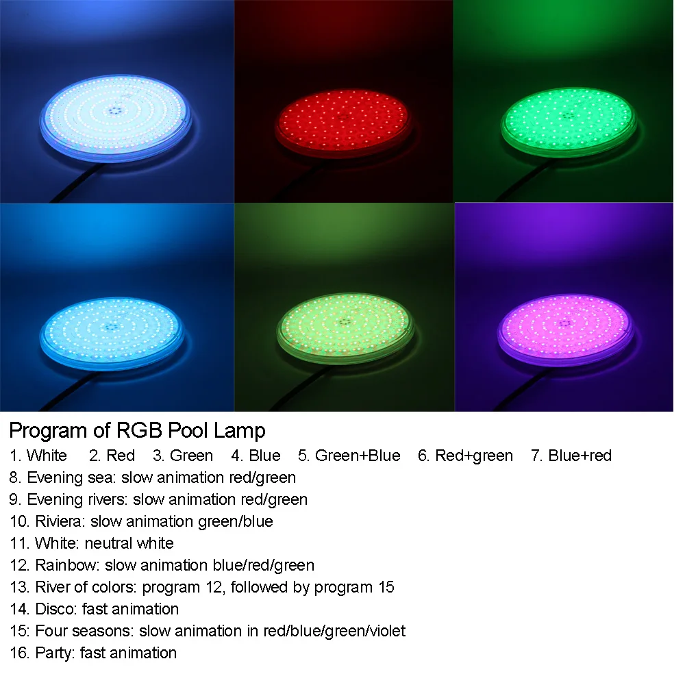 RGB luz piscina 12 V Expoxy de superficie PAR56 de Piscinas 18 W 24 W 30 W 35 W 42 w Puro Blanco cálido blanco